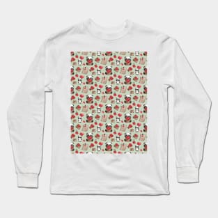 Cute Panda Bear Pattern for Valentine's Day Long Sleeve T-Shirt